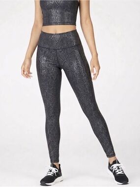 Victoria Sport Black with Gray Snakeskin Print Yoga Pants
